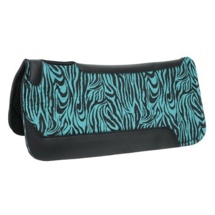 Tough-1 Western Felt Saddle Pad - Aqua Zebra Print