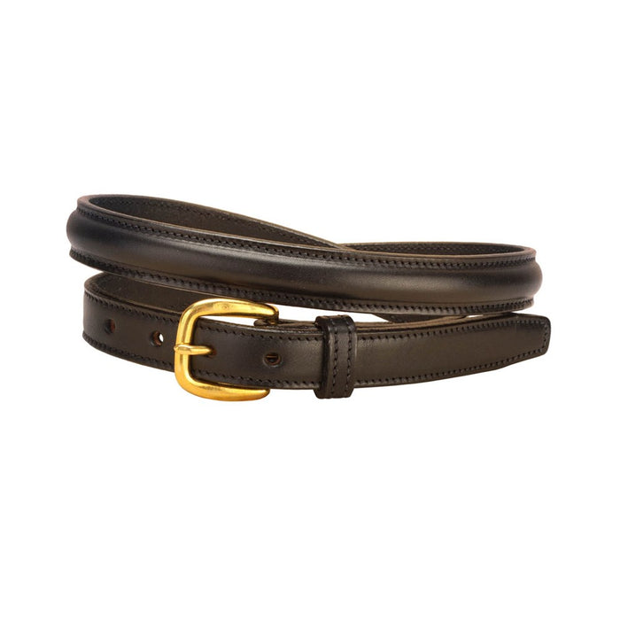 Tory Leather 3/4" Round Raised Stitched Belt with Brass Buckle