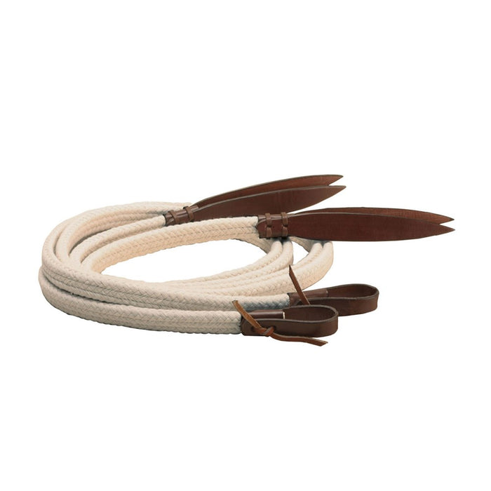 Tory Leather Braided Cotton Rein with Leather Water Straps and Poppers